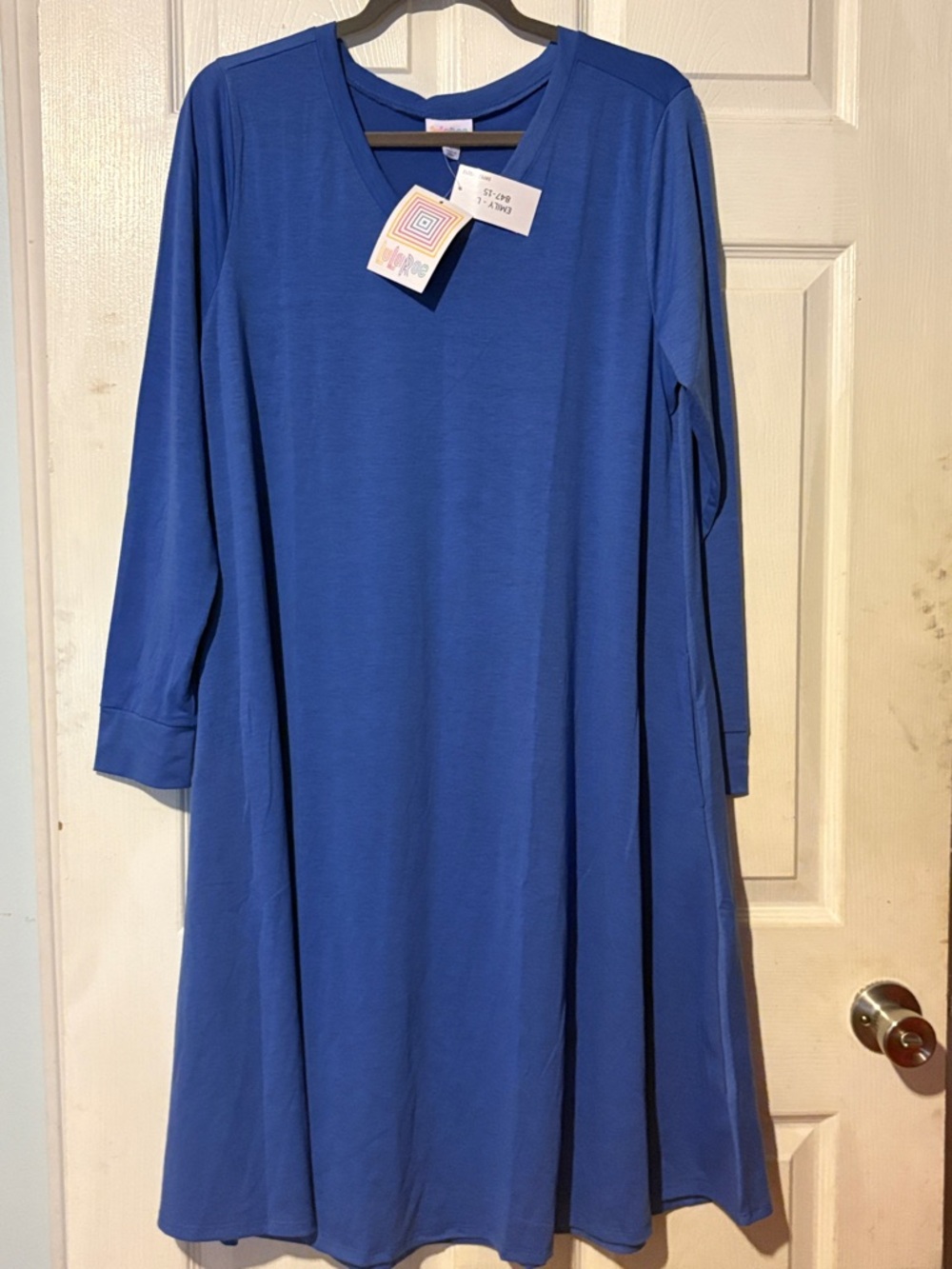 LuLaRoe Royal Blue Long Sleeve Swing Dress